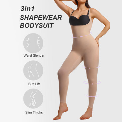 3-in-1 Seamless Open-Bust Tummy Control Legging Bodysuit